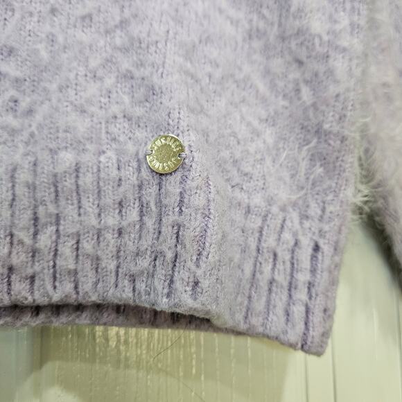 Justice Girl's Small (7/8) Purple Notch Neck Feather Sweater - Picture 3 of 4